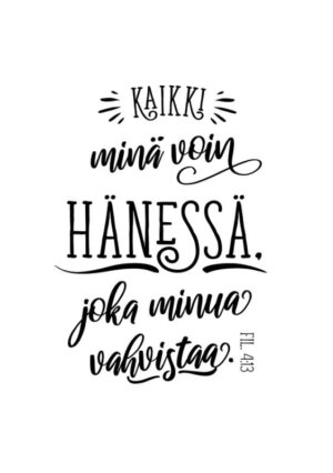 KORTTI, Kaikki minä voin hänessä Fil. 4:13 (valkoinen)