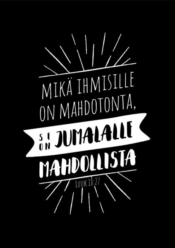 KORTTI, Mikä ihmisille on mahdotonta Luuk. 18:27 (musta)
