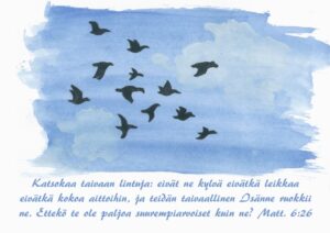 KORTTI, Katsokaa taivaan lintuja Matt. 6:26