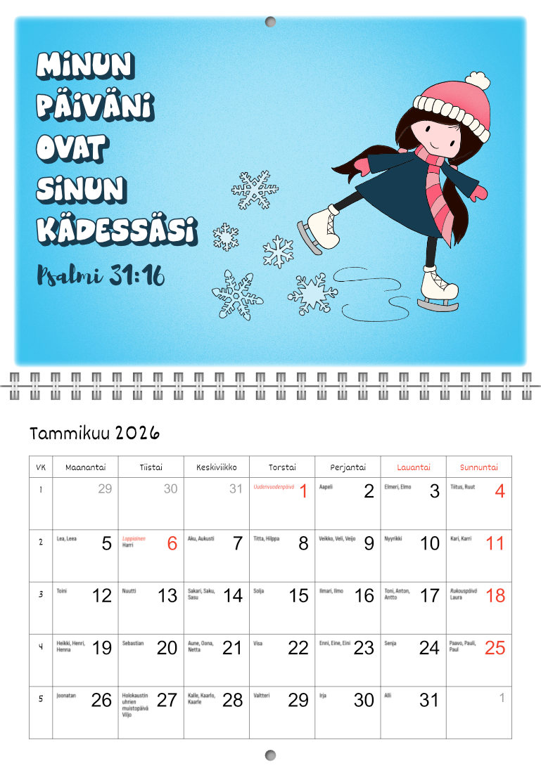 Viivi ja Verneri seinäkalenteri 2026 raamatunlauseilla - Image 2