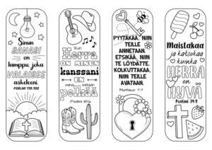 Väritettävät kirjanmerkit 4 erilaista