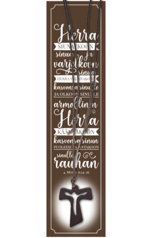 Ruskea puinen ristikaulakoru