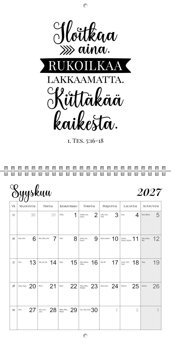 Korkeimman suojassa 2027, kalenteri raamatunlauseilla - Image 4