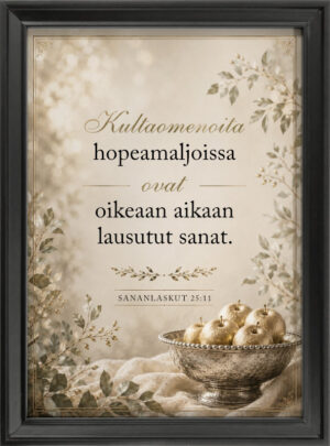 Kultaomenoita hopeamaljoissa